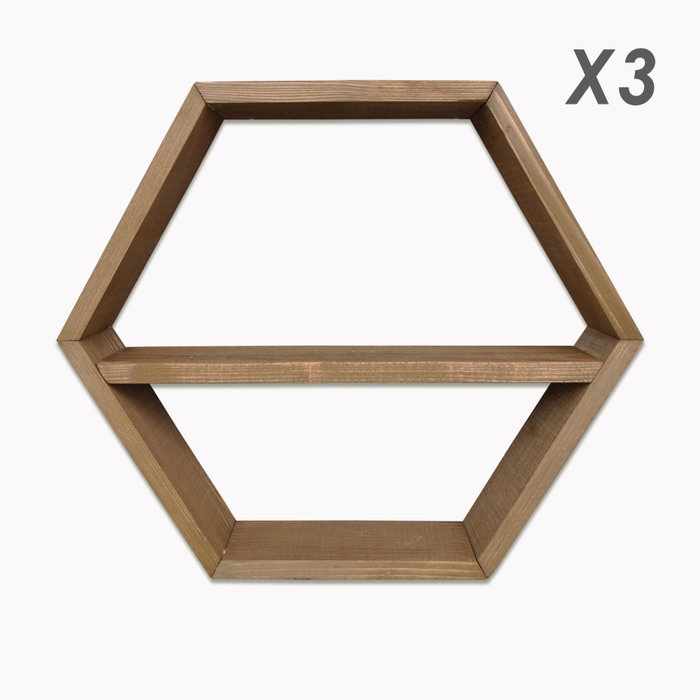 Hanah Home Raf109 Set de 6 Estantes de Pared en Madera Maciza Nogal